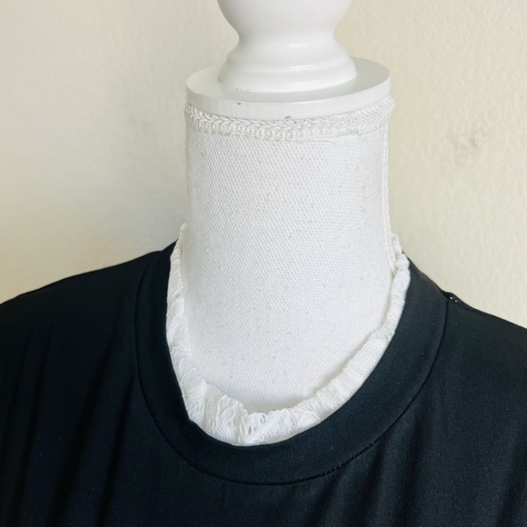 Black & White 2-in-1 Lace Layered Goth Contrast Long Sleeve Graphic Shirt - Picture 6 of 7